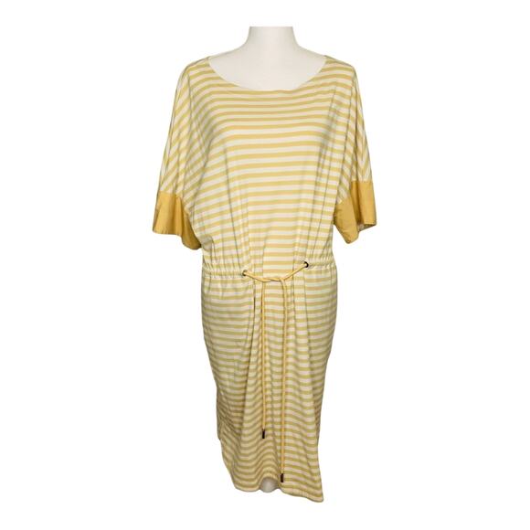 Lafayette 148 New York Butter Yellow Striped Short Sleeve Dress XL - Picture 1 of 8